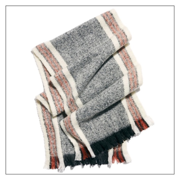 NWT Free People Brushed Racer Stripe Black Combo Blanket Scarf - Picture 2 of 3